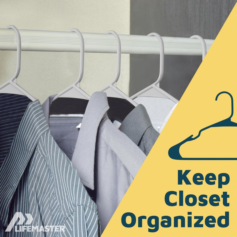 Lifemaster Plastic Clothes Hangers â€“ Heavy Duty Hanger Set, for Organizing Clothes, Dresses, and Coat, Holds Up to 5 lbs, Space-Saving Hangers with Non-Slip Shoulder Grooves, Pack of 30, Gray - Image 5