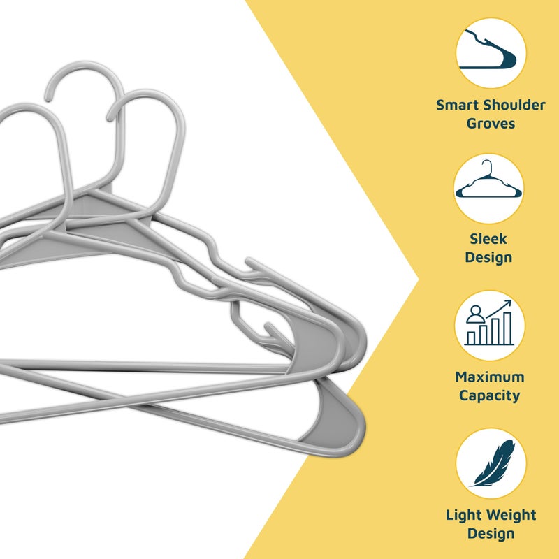 Lifemaster Plastic Clothes Hangers â€“ Heavy Duty Hanger Set, for Organizing Clothes, Dresses, and Coat, Holds Up to 5 lbs, Space-Saving Hangers with Non-Slip Shoulder Grooves, Pack of 30, Gray - Image 4