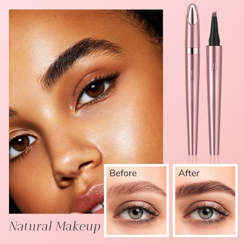 ® Microblading Eyebrow Pencil, 3D Waterproof Eyebrow Pen with 4 Fork Tip for Natural-Looking Hair-Like Defined Brows, Long-lasting Natural Makeup Fine Stroke Eyebrow Pencil (1# Light Brown) - Image 2