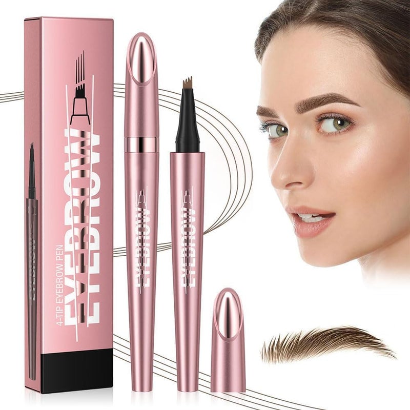 ® Microblading Eyebrow Pencil, 3D Waterproof Eyebrow Pen with 4 Fork Tip for Natural-Looking Hair-Like Defined Brows, Long-lasting Natural Makeup Fine Stroke Eyebrow Pencil (1# Light Brown) - Image 1