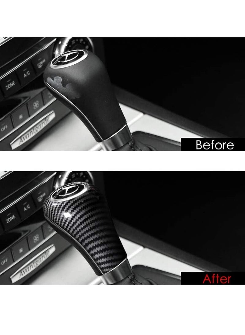 Carbon Fiber Car Gear Shift Knob Cover Sticker Interior Trim for Mercedes Benz W204 W212 A G E C Class CLS Accessories 1 Piece (Black) - Image 2