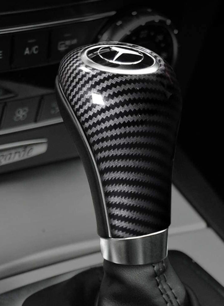 Carbon Fiber Car Gear Shift Knob Cover Sticker Interior Trim for Mercedes Benz W204 W212 A G E C Class CLS Accessories 1 Piece (Black) - Image 3