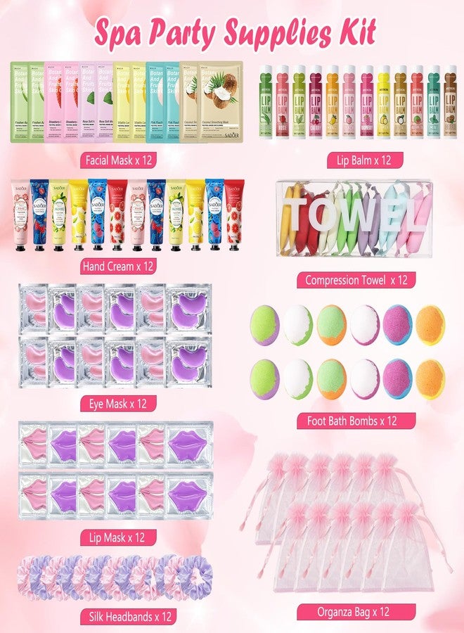 ELALRAU 108 PCS Spa Party Supplies for Women, Spa Party Favors Include Facial Masks, Lip Mask, Lip Balm, Under Eye Patches, Foot Bath Bombs & Hand Cream, Christmas Gifts for Women Birthday Sleepover Party - Image 2