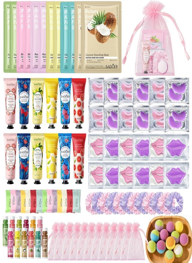 ELALRAU 108 PCS Spa Party Supplies for Women, Spa Party Favors Include Facial Masks, Lip Mask, Lip Balm, Under Eye Patches, Foot Bath Bombs & Hand Cream, Christmas Gifts for Women Birthday Sleepover Party - Image 1