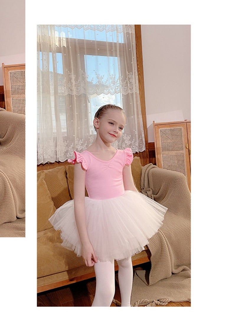 Loquat Squality Children's Dance Dress Training Dress Pure Cotton Ballet Dancing Dress For Children Pink  - Image 1