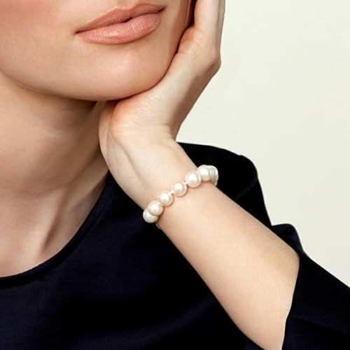 The Pearl Source White Freshwater Pearl Bracelet for Women - Cultured Pearl Bracelet with 14k Gold Plated Clasp with Genuine Cultured Pearls, 7.0-7.5mm Pearl Gifts for Anniversary - Image 2