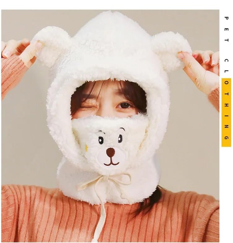 Zacharias Boy's Kids Winter Woolen Fur Balaclava Cap with Mask b.02 (White_2-6 Years) (Pack of 1) - Image 3