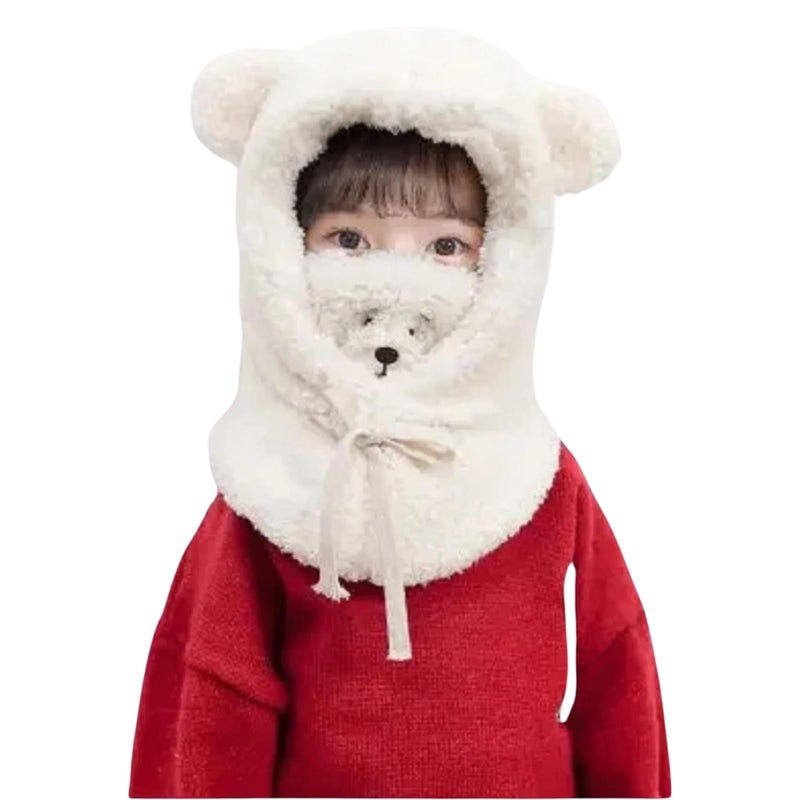 Zacharias Boy's Kids Winter Woolen Fur Balaclava Cap with Mask b.02 (White_2-6 Years) (Pack of 1) - Image 5