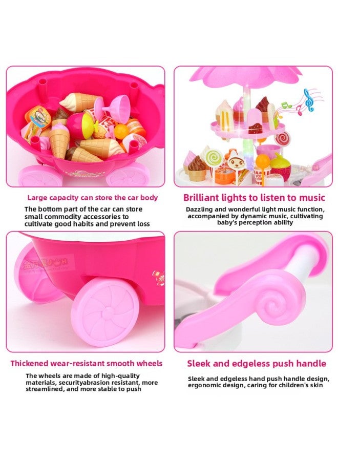 Children's Play Home Ice Cream Car Toy Girl's Simulation Small Cart Candy Car Ice Cream Cake Car Set-Color:Ice Cream Candy Truck Powder 668-25 - Image 4
