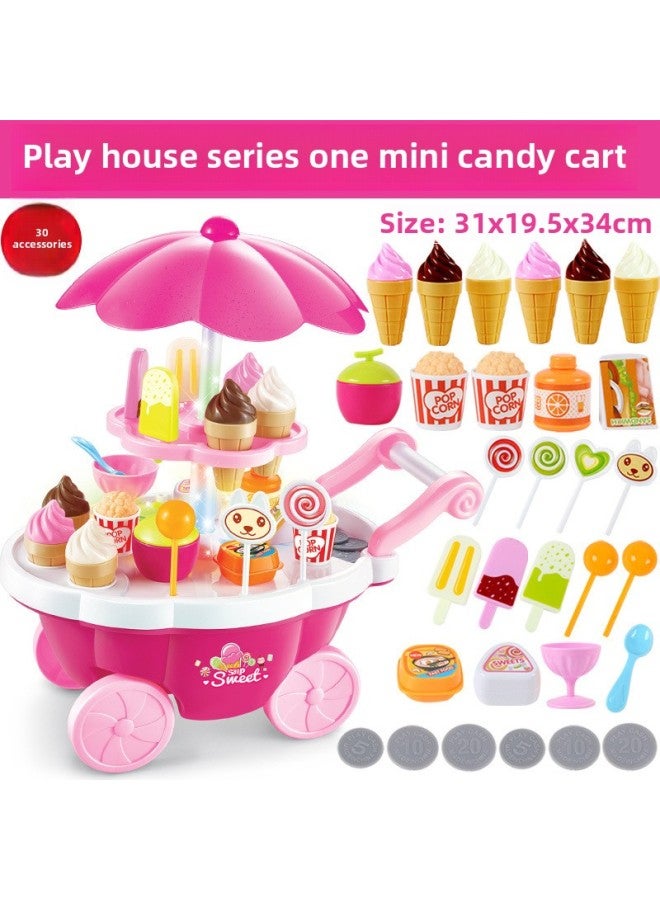 Children's Play Home Ice Cream Car Toy Girl's Simulation Small Cart Candy Car Ice Cream Cake Car Set-Color:Ice Cream Candy Truck Powder 668-25 - Image 1