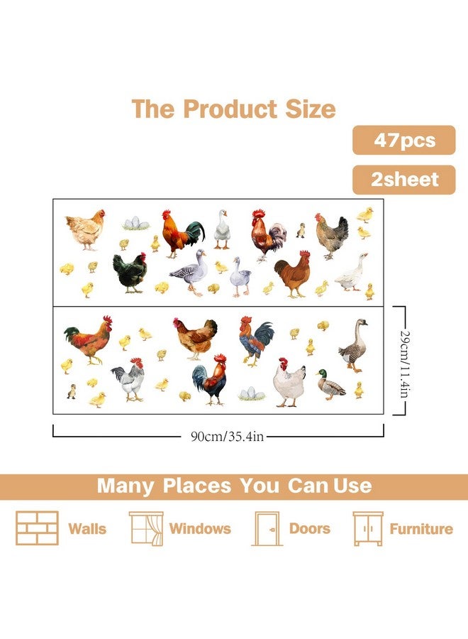 PLIGREAT Farm Poultry Rooster Chickens Duck Wall Stickers Peel And Stick Wall Decals Removable Vinyl Wall Sticker For Farmhouse Living Room Farm Store Wall Decoration Home Indoor Wall Art Decor - Image 5