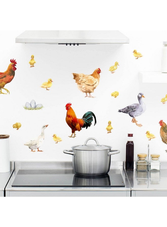 PLIGREAT Farm Poultry Rooster Chickens Duck Wall Stickers Peel And Stick Wall Decals Removable Vinyl Wall Sticker For Farmhouse Living Room Farm Store Wall Decoration Home Indoor Wall Art Decor - Image 4
