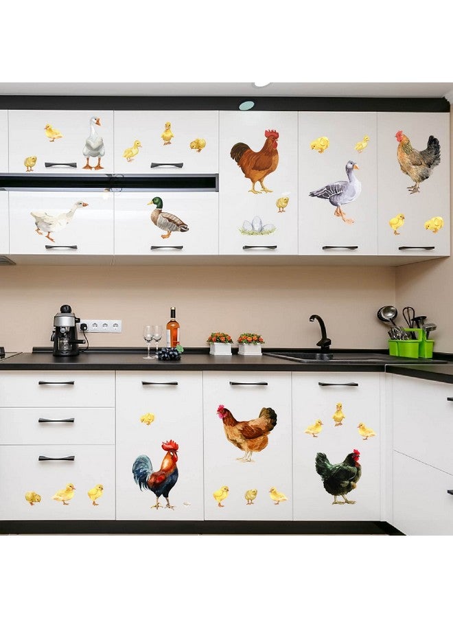 PLIGREAT Farm Poultry Rooster Chickens Duck Wall Stickers Peel And Stick Wall Decals Removable Vinyl Wall Sticker For Farmhouse Living Room Farm Store Wall Decoration Home Indoor Wall Art Decor - Image 2