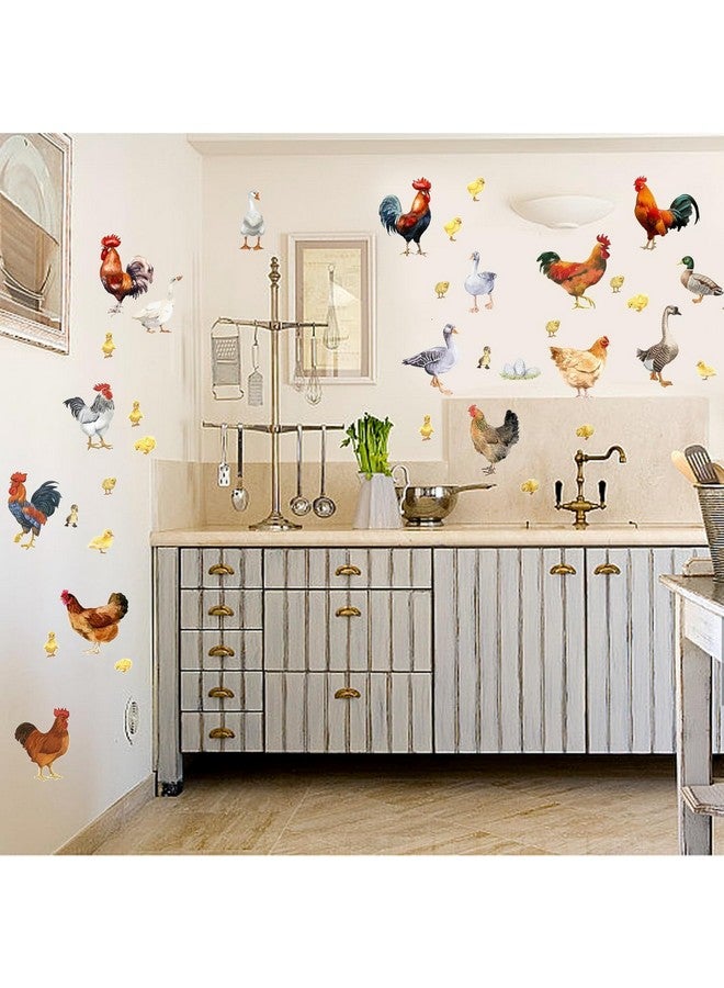 PLIGREAT Farm Poultry Rooster Chickens Duck Wall Stickers Peel And Stick Wall Decals Removable Vinyl Wall Sticker For Farmhouse Living Room Farm Store Wall Decoration Home Indoor Wall Art Decor - Image 3