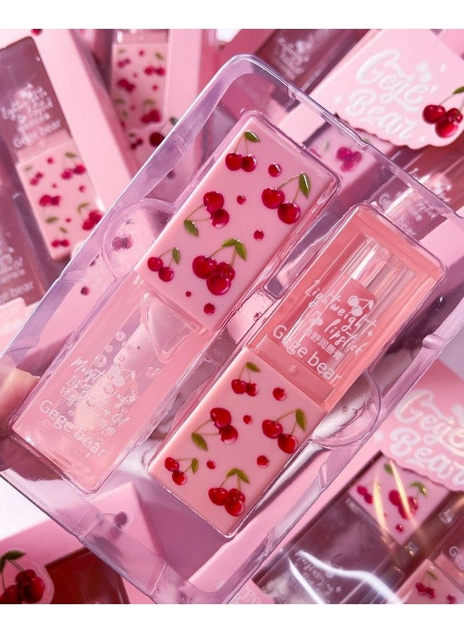 Gege Bear Nourishing Cherry Lip Set - Moisturizing Lip Oil and Balm for Glossy Lips, (2 count) - Image 5