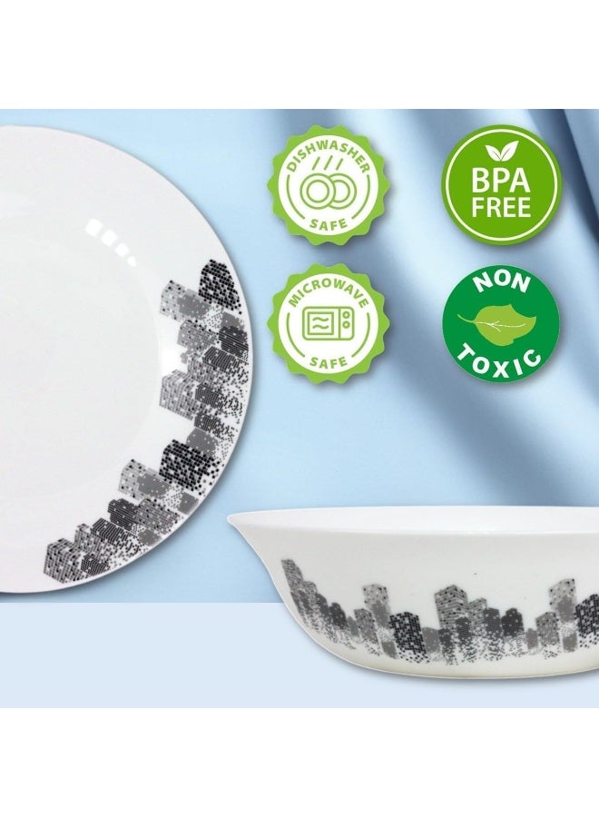 Melrich طقم عشاء من 24 قطعة من الأوبال مع 6 أطباق عشاء 25 سم، 6 أطباق حلوى 18 سم، 6 وعاء تقديم 13 سم، 6 ملاعق تقديم، يكفي لـ 6 أشخاص، أبيض - Image 5