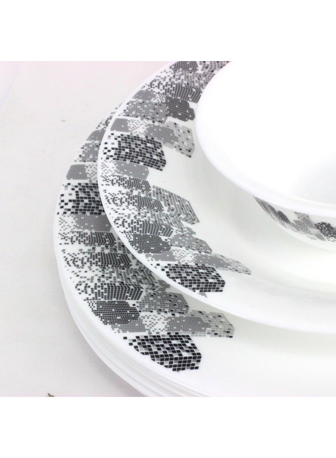 Melrich طقم عشاء من 24 قطعة من الأوبال مع 6 أطباق عشاء 25 سم، 6 أطباق حلوى 18 سم، 6 وعاء تقديم 13 سم، 6 ملاعق تقديم، يكفي لـ 6 أشخاص، أبيض - Image 2