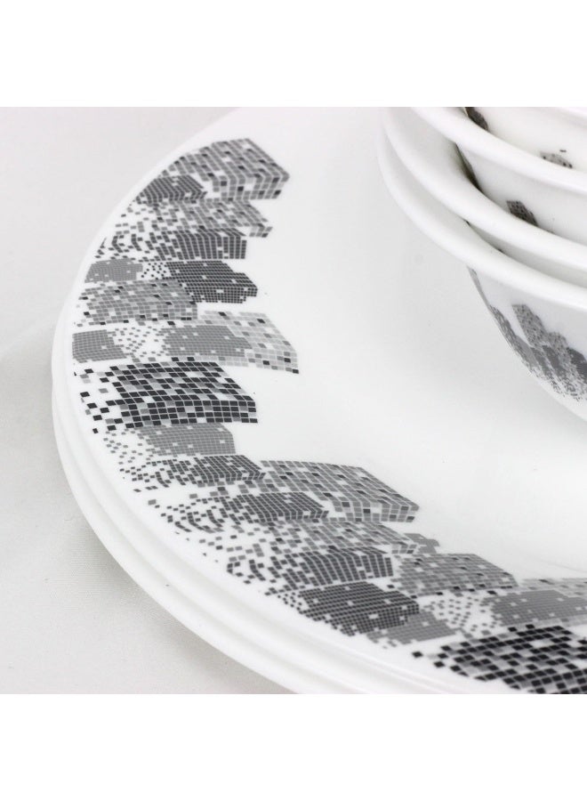 Melrich طقم عشاء من 24 قطعة من الأوبال مع 6 أطباق عشاء 25 سم، 6 أطباق حلوى 18 سم، 6 وعاء تقديم 13 سم، 6 ملاعق تقديم، يكفي لـ 6 أشخاص، أبيض - Image 4