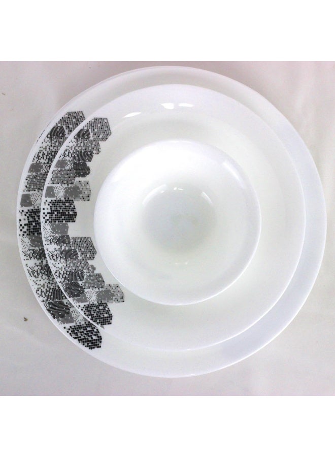 Melrich طقم عشاء من 24 قطعة من الأوبال مع 6 أطباق عشاء 25 سم، 6 أطباق حلوى 18 سم، 6 وعاء تقديم 13 سم، 6 ملاعق تقديم، يكفي لـ 6 أشخاص، أبيض - Image 3