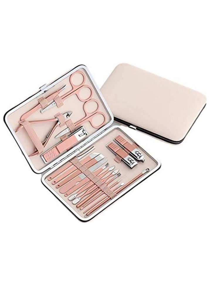 بلومنغ تايم Rose Gold Elegance مجموعة أدوات المانيكير والباديكير الاحترافية الكاملة المكونة من 18 قطعة - Image 1