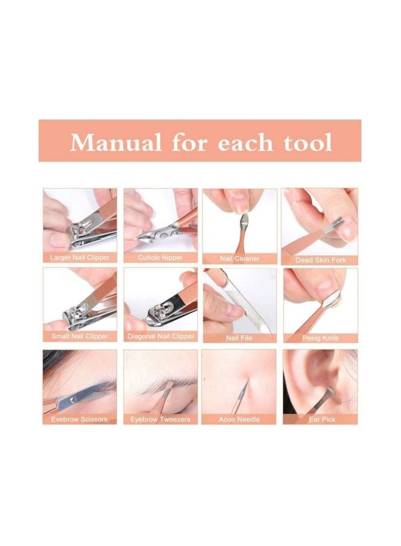 بلومنغ تايم Rose Gold Elegance مجموعة أدوات المانيكير والباديكير الاحترافية الكاملة المكونة من 18 قطعة - Image 4