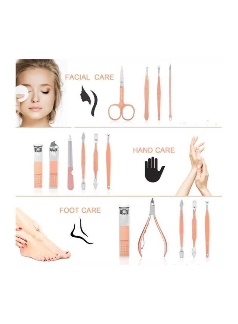 بلومنغ تايم Rose Gold Elegance مجموعة أدوات المانيكير والباديكير الاحترافية الكاملة المكونة من 18 قطعة - Image 2