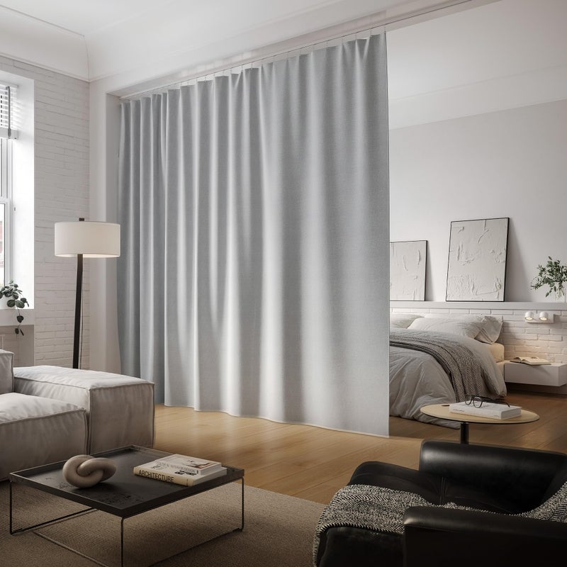 EverTrack EverTrack Room Divider Curtains  Curtains for Ceiling Mounted Curtain Track to Create a Private Space or Divide a Room  Handcrafted in The USA  Stone Grey 138 W x 96 H 