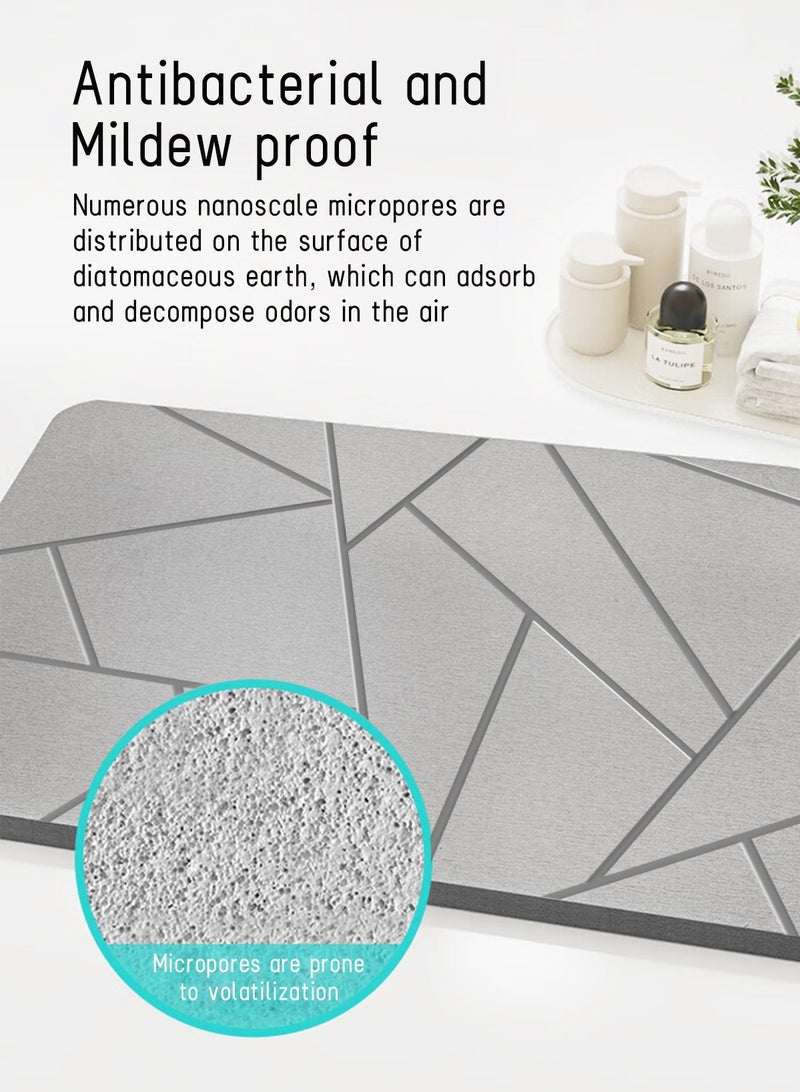 هومار كيت سجادة حجر الحمام مقاس 15.3 × 23.6 بوصة بساط حمام أرضي دياتومي سريع الجفاف في الماء، بساط دياتوميت فائق الامتصاص مع عدم الانزلاق للحمام، وسادة ماصة للمطبخ، كلا الجانبين متاح، هندسي، صلب. - Image 3