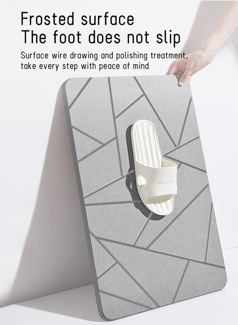 هومار كيت سجادة حجر الحمام مقاس 15.3 × 23.6 بوصة بساط حمام أرضي دياتومي سريع الجفاف في الماء، بساط دياتوميت فائق الامتصاص مع عدم الانزلاق للحمام، وسادة ماصة للمطبخ، كلا الجانبين متاح، هندسي، صلب. - Image 4