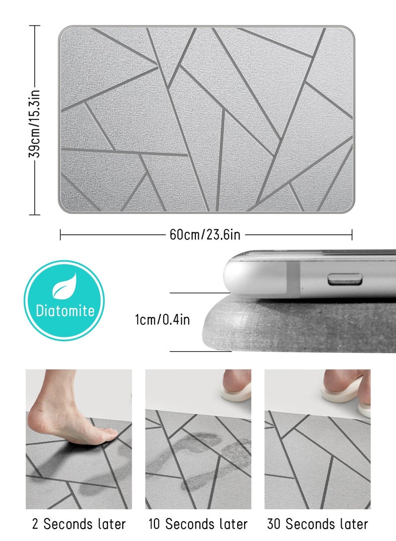 هومار كيت سجادة حجر الحمام مقاس 15.3 × 23.6 بوصة بساط حمام أرضي دياتومي سريع الجفاف في الماء، بساط دياتوميت فائق الامتصاص مع عدم الانزلاق للحمام، وسادة ماصة للمطبخ، كلا الجانبين متاح، هندسي، صلب. - Image 5