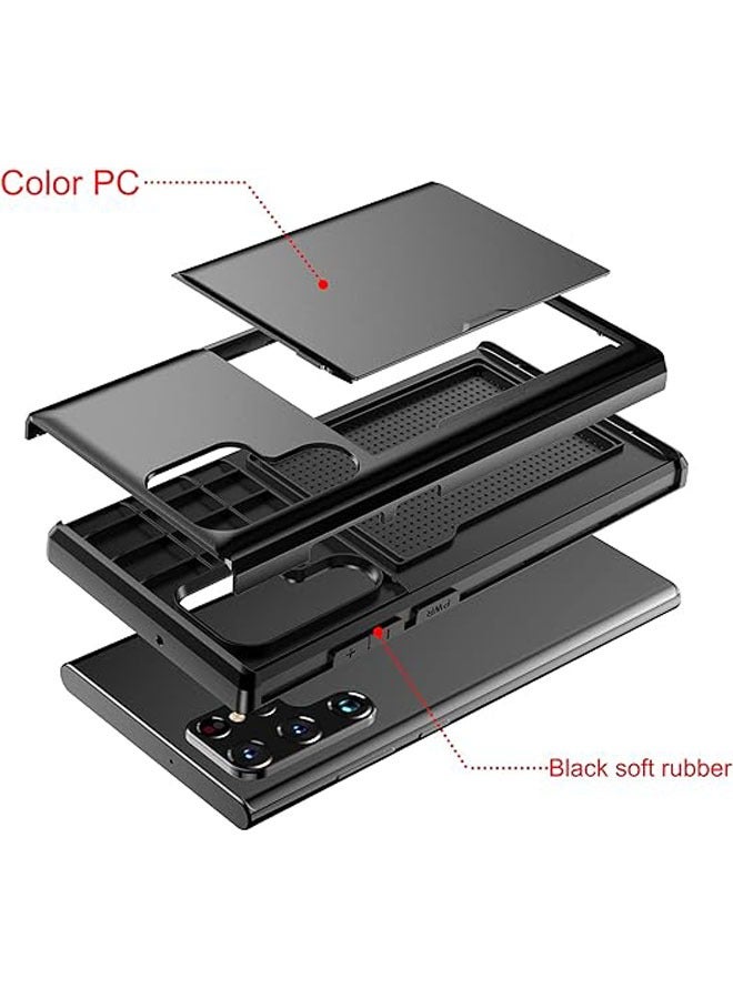 general For Samsung Galaxy S24 Ultra 5G Phone Case with Tempered Glass Screen Protector and Credit Card Holder Wallet Cover Compatible S24Ultra  - Image 2