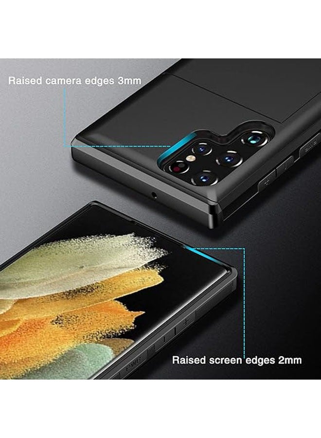 general For Samsung Galaxy S24 Ultra 5G Phone Case with Tempered Glass Screen Protector and Credit Card Holder Wallet Cover Compatible S24Ultra  - Image 4