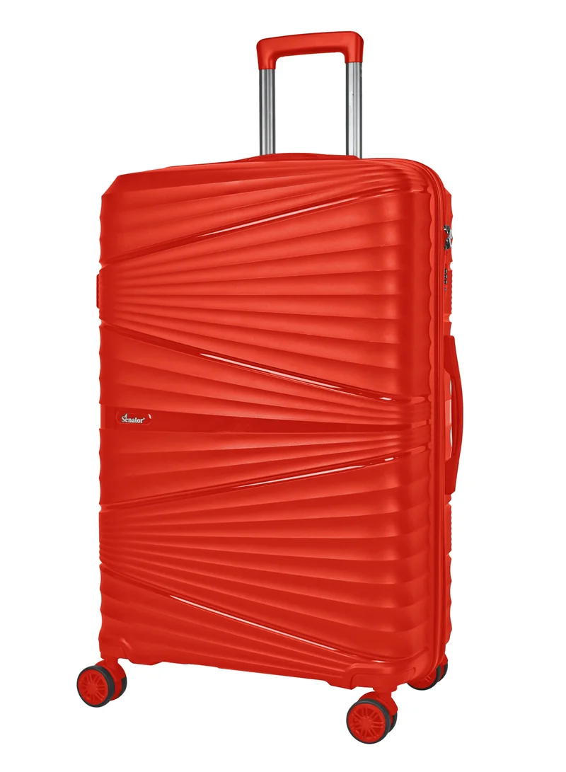 SENATOR Hard Case Trolley Luggage Set of 3 For Unisex Polypropylene Lightweight 4 Double Wheeled Suitcase With Built In TSA Type Lock Travel Bag KH1005 Red
