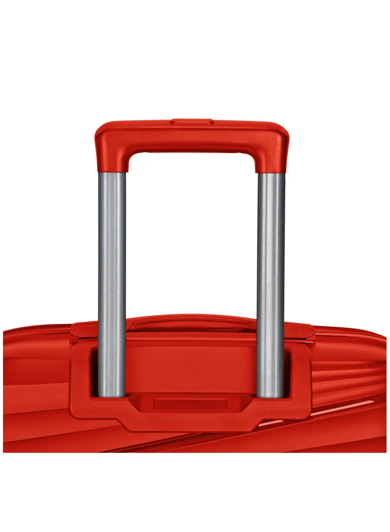 SENATOR Hard Case Trolley Luggage Set of 3 For Unisex Polypropylene Lightweight 4 Double Wheeled Suitcase With Built In TSA Type Lock Travel Bag KH1005 Red