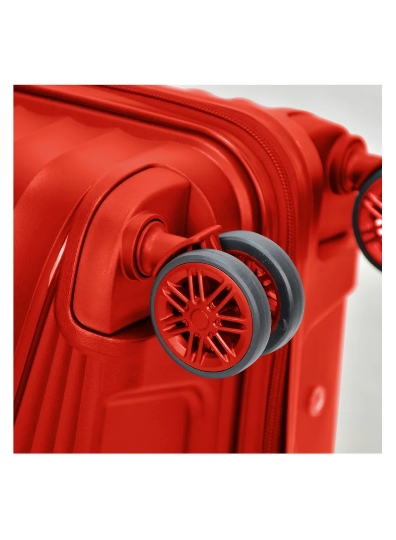 SENATOR Hard Case Trolley Luggage Set of 3 For Unisex Polypropylene Lightweight 4 Double Wheeled Suitcase With Built In TSA Type Lock Travel Bag KH1005 Red