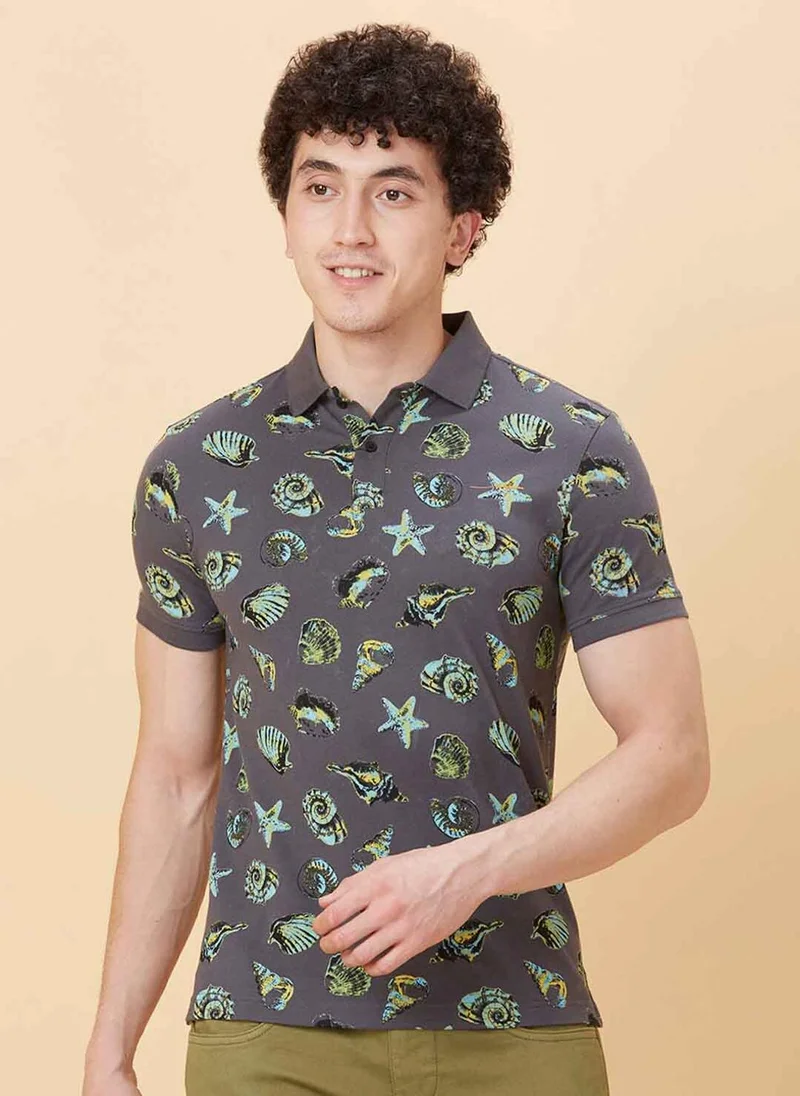 Being Human Conversational Printed Polo Collar Pure Cotton T-shirt