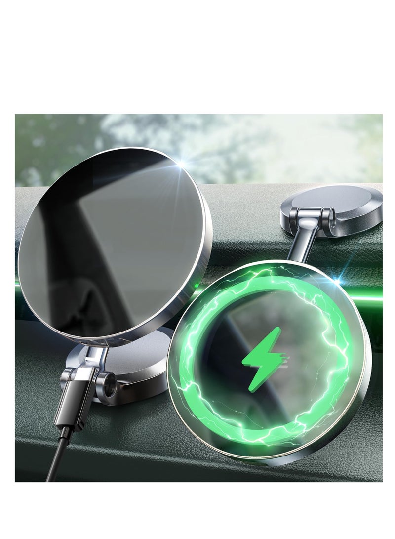 SYOSI Wireless Car Charger Magnetic Phone Holder Mount, Magsafe Car Mount Charger [15W PRO], Automobile Dashboard Car Phone Holder Fits iPhone 15 Pro Plus Max 14 13 12 MagSafe Case - Image 1