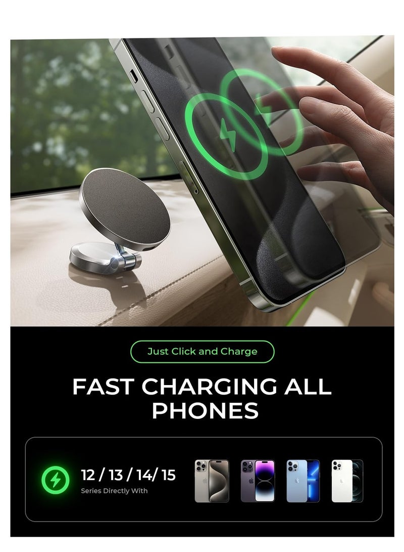 SYOSI Wireless Car Charger Magnetic Phone Holder Mount, Magsafe Car Mount Charger [15W PRO], Automobile Dashboard Car Phone Holder Fits iPhone 15 Pro Plus Max 14 13 12 MagSafe Case - Image 5