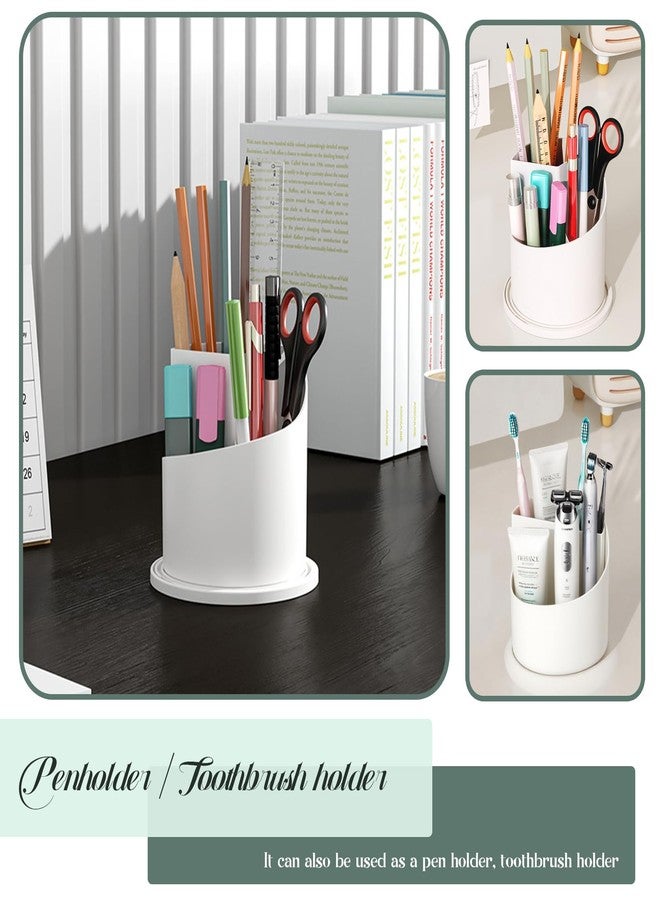 WREWING Birdcage Shape Makeup Brush Holder with Vertical Striped Cover, 360° Rotating Dust-Proof Organizer, Large Capacity Cosmetic & Toothbrush Storage for Vanity, Bathroom Countertop (Transparent Green) - Image 3