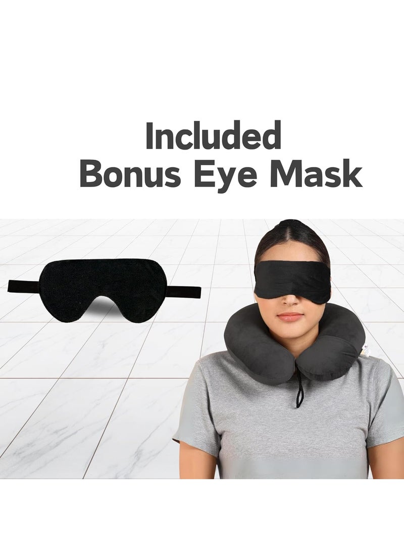 Funku Fashion Funku Fashion U Shape Traveling Neck Pillow Headrest Multipurpose Neck Rest Pillow with Eye mask Combo Pack of Black and Grey Made Fibre  - Image 2