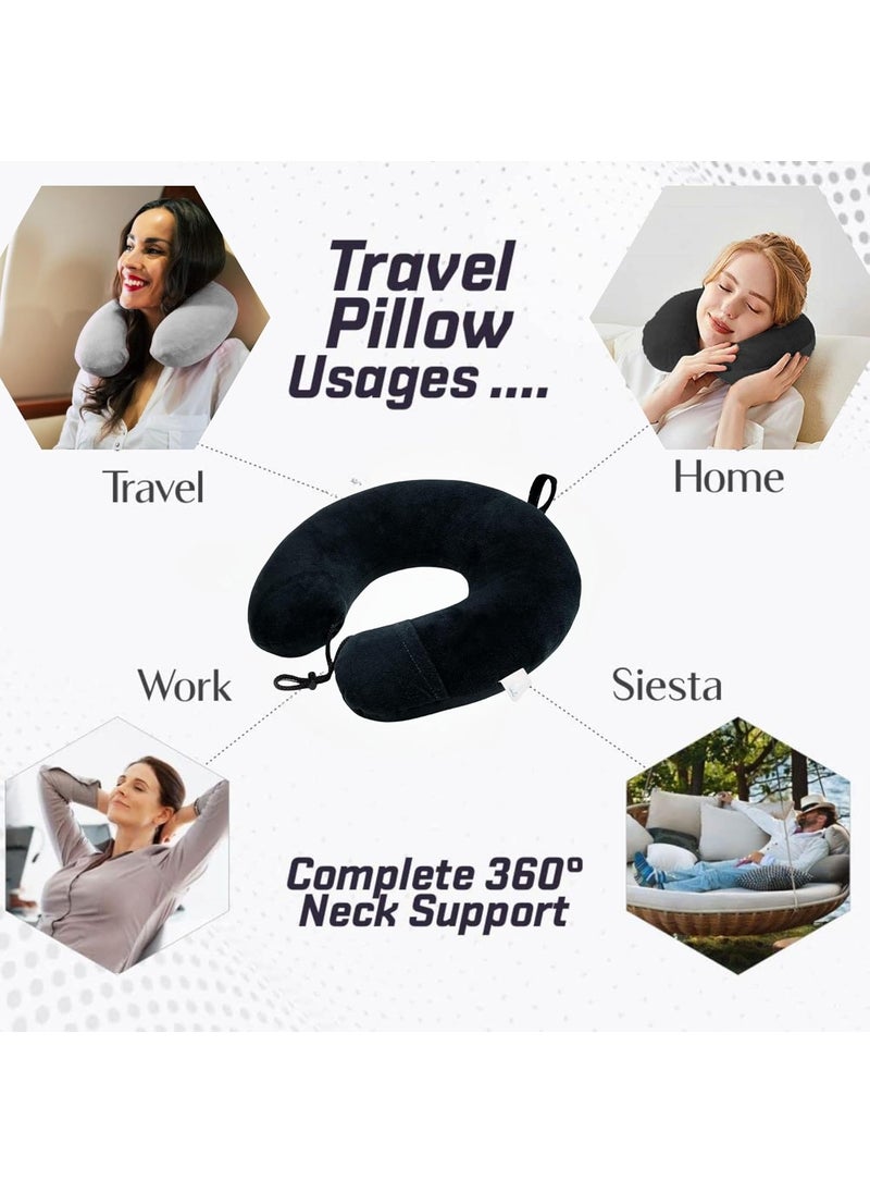 Funku Fashion Funku Fashion U Shape Traveling Neck Pillow Headrest Multipurpose Neck Rest Pillow with Eye mask Combo Pack of Black and Grey Made Fibre  - Image 4