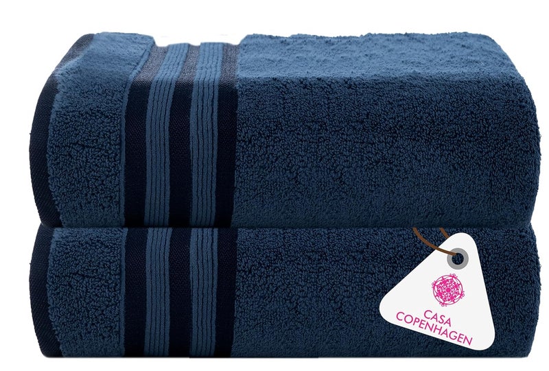 Casa Copenhagen - Egyptian Cotton Zero Twist 2 Pcs Hand Towel (40 X 60 cm) Colour : Navy - Image 1
