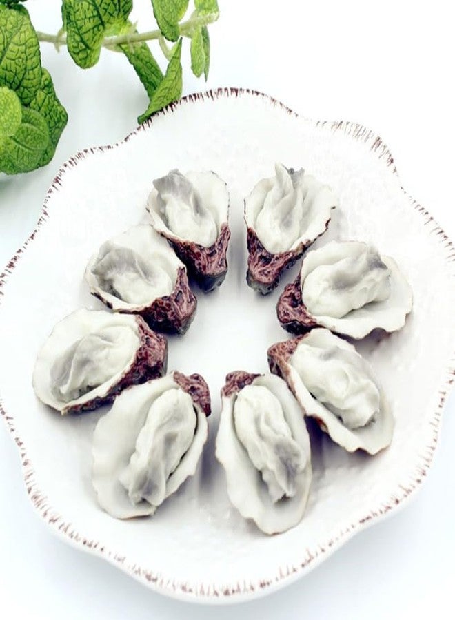 JOINPAYA 8 Pcs Artificial Oyster Props, Realistic Simulation Seafood Models for Restaurant Display and Photography, Lifelike Fake Food Ornaments for Home Kitchen and Party Decoration, PVC Material - Image 1