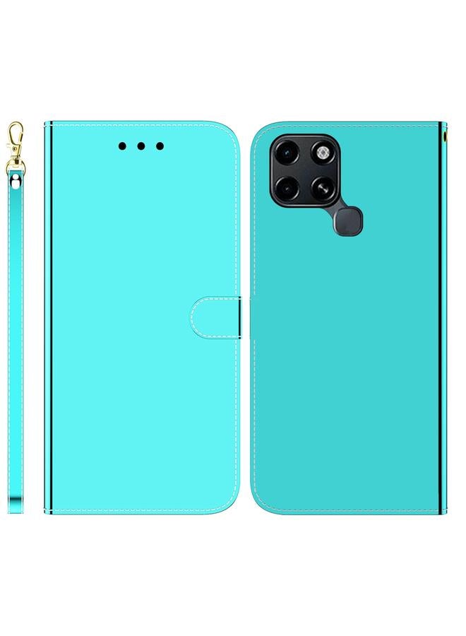 اس-توب جراب لهاتف Infinix Smart 6 مصنوع من الجلد الصناعي بسطح مرآة أفقي قابل للطي - Image 1