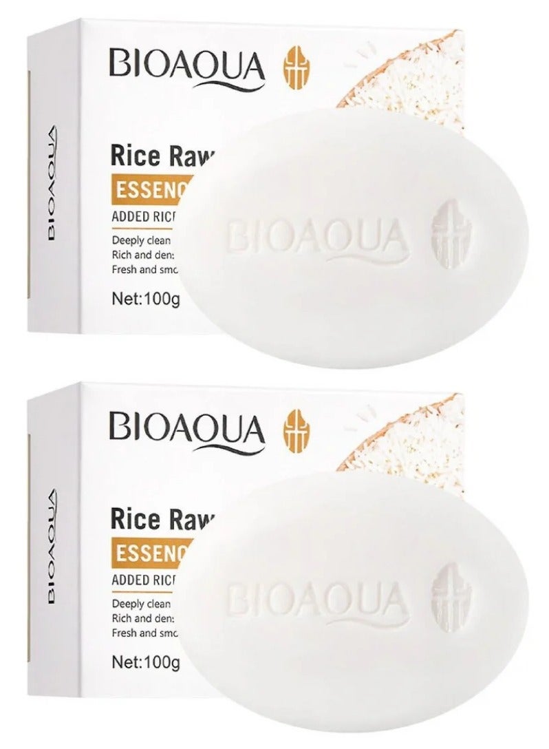 بيو أكوا قطعتين من صابون خلاصة لب الأرز الخام 100x2 ج - Image 1
