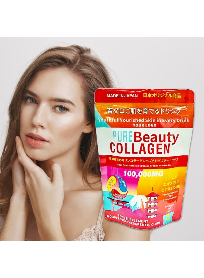 بيور بيوتي 100،000 ملغ اليابان جودة البحرية النقية الجمال مسحوق الكولاجين مزيج - Image 3