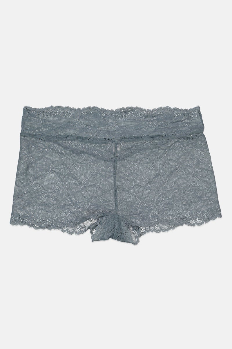 Etam Women Lace Pull On Boyleg Brief, Sage Green  - Image 1