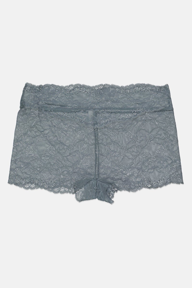 Etam Women Lace Pull On Boyleg Brief, Sage Green  - Image 2