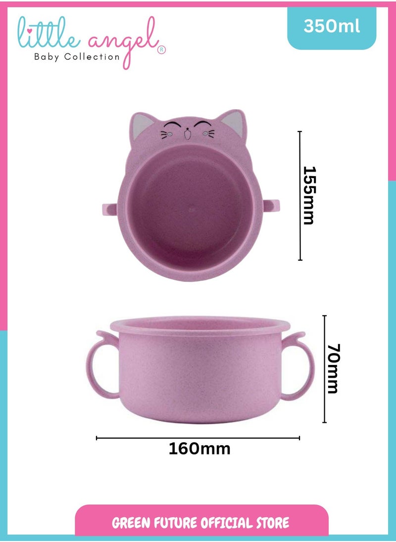 Little Angel Kids Bowls Feeding Bowl With Handle - Pink  - Image 4