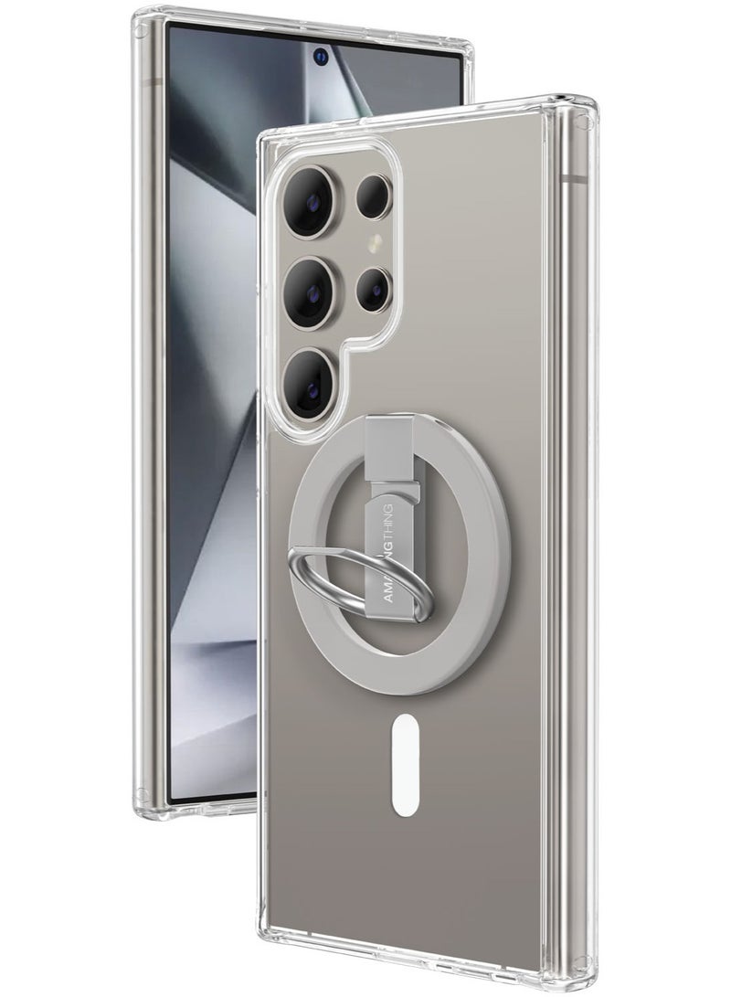 AMAZINGthing مجموعة حلقات MAG Minimal MAG لهاتف Samsung Galaxy S24 Ultra حامل / حامل / غطاء حماية مع MagSafe - شفاف - Image 1